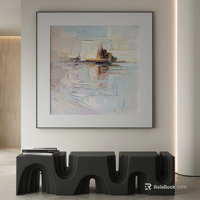Abstract Painting With Colorful Brushstrokes And Modern Landscape Design For Interior Decor 3d model 