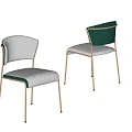 Modern Gray And Dark Green Velvet Accent Chairs With Golden Metal Legs