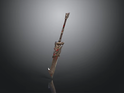 Ornate Ancient Mythical Sword Weapon With Intricate Red Black Hilt Design 3d model