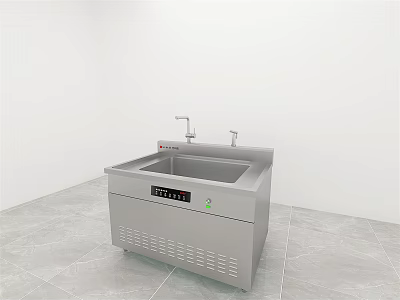 Stainless Steel Commercial Kitchen Sink Appliance With Electric Control And Faucet 3d model