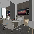 Hospital Room Interior With Two Beds Bedside Tables TV Window And Curtains