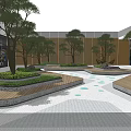 Modern Courtyard Sinking Square Atrium Landscape Office Atrium Center Courtyard Landscape Tree Pond 3d model