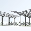 Outdoor Bike Canopy Structure With Metal Frame And Row Parking Design For Bicycles