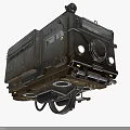 Futuristic Mechanical Device With Suspension System Metallic Structure And Circular Lights Design