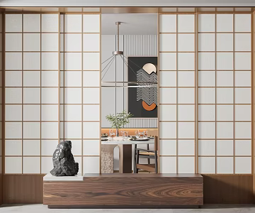 New Chinese-style sliding door 3d model