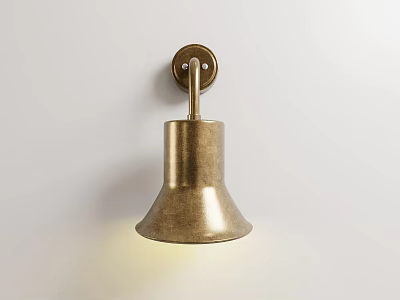 Vintage Brass Wall Light With Cone Shaped Design And Warm Illumination For Home Decor 3d model