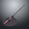 Long Barrel Decorative Weapon With Colorful Body And Circular Base Display Stand
