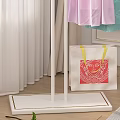 Elegant Bedroom Interior With Clothing Rack Colorful Dresses Green Plant And Decor Items