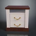 Wooden Nightstand With Two Drawers And Gold Handles White Fronts Dark Brown Top Base