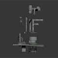 Industrial Equipment Piping System With Valves And Metal Base Platform Structure
