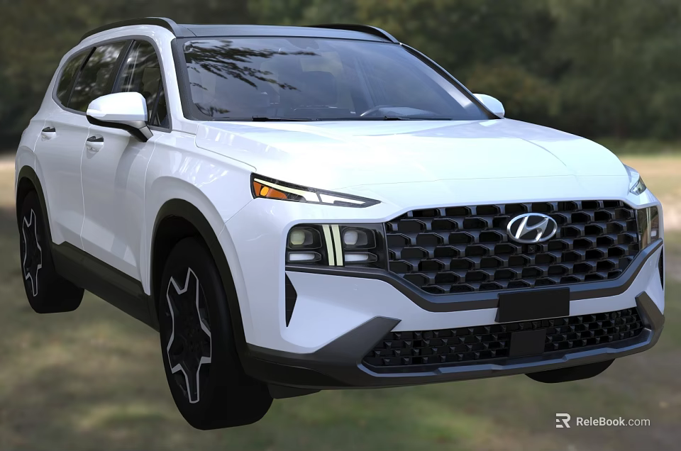 White Hyundai SUV Features Stylish Front Grille And Headlights 3d model 