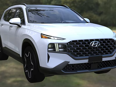 White Hyundai SUV Features Stylish Front Grille And Headlights 3d model