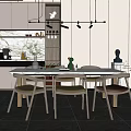 New Chinese Dining Table and Chair Combination 3d model
