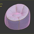 Round Blue And White Bean Bag Chair With Soft Comfortable Material For Home Living Room