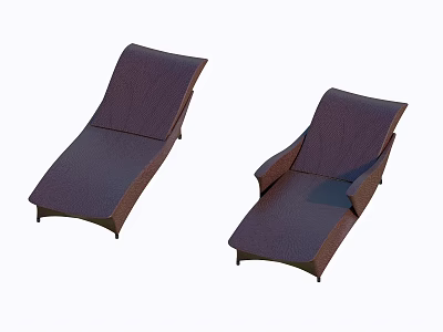 Two Dark Brown Woven Outdoor Lounge Chairs With Modern Sleek Design 3d model