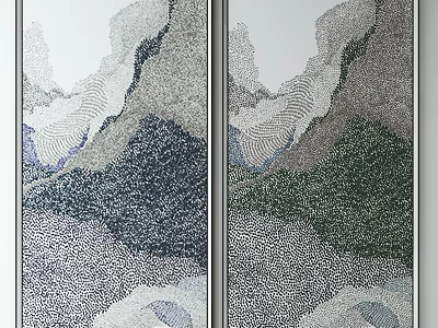 Two Panel Abstract Mountain Wall Art With Textured Design For Home Decor 3d model