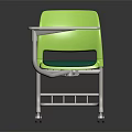 Modern Dining Table Set With Green Chair White Tabletop Metal Frame And Rolling Wheels