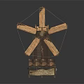 Handcrafted Vintage Wooden Windmill Model With Detailed Blades And Sturdy Base