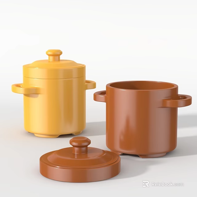 Colorful Cookware With Handles And Lids 3d model