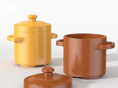 Colorful Cookware With Handles And Lids 3d model