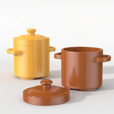 Colorful Cookware With Handles And Lids 3d model