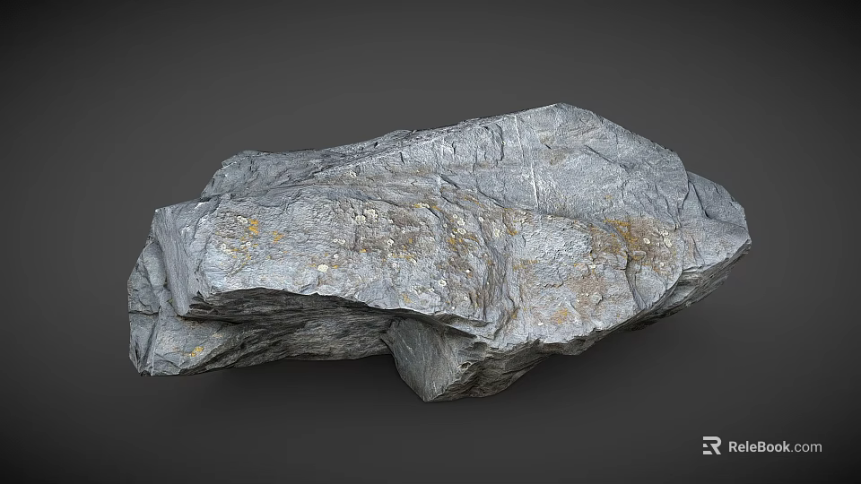 Natural Gray Stone With Textured Surface And Yellow Specks As Raw Decorative Material 3d model 