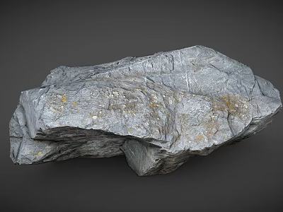 Natural Gray Stone With Textured Surface And Yellow Specks As Raw Decorative Material 3d model