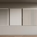 White Blinds Interior Design With Different Styles On Light Gray Wall And Wooden Floor