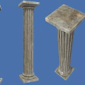 Classical Architectural Columns Featuring Marble Texture Fluted Design And Pedestal Base