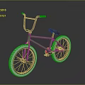 Green BMX Bicycle With High Handlebars Brown Seat And White Wheels
