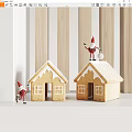Decorative Gingerbread House Ornament Set With Gnome Lantern And Snowy Roof