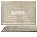 Square Rug With Striped Pattern Central Neutral Panel Light Beige Tone And Non Slip Underlay 3d model
