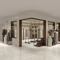 Modern Clothing Store with Window Display and Mannequins Showcasing Fashion Outfits and Interior Design