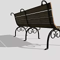 Wooden Slatted Outdoor Bench With Black Metal Legs Classic Design For Garden Patio