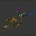 Futuristic Sci-Fi Spaceship With Sleek Design Detailed Hull And Blue Red Thrusters
