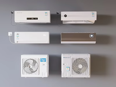 Various Styles of Air Conditioners and Fans with Different Designs for Home Cooling 3d model