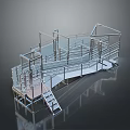 Metal Frame Platform Structure With Stairs Railings And Industrial Design Elements 3d model