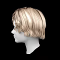 Game Movie Character Head Model Featuring Blonde Brown Wavy Short Hair Black Background
