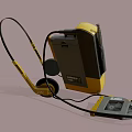 Vintage Cassette Player With Yellow Headphones For Retro Music Listening