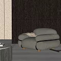 Tacchini SESANN Armchair Single Sofa Leather Single Sofa Floor Lamp 3d model