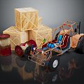 Boxes Big Foot Toy Car Boxes Luggage Leather Boxes Leather Boxes Realistic Container 3d model