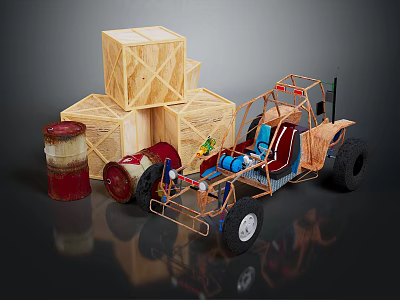 Boxes Big Foot Toy Car Boxes Luggage Leather Boxes Leather Boxes Realistic Container 3d model