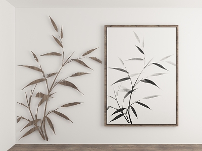 Chinese Bamboo Chinese Painting Chinese Hanging Painting Bamboo Silhouette Carving New Chinese Decorative Painting Wall Decorations Wall Stickers Bamboo Elements Bamboo Culture Bamboo Leaves 3d model