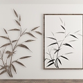 Chinese Bamboo Chinese Painting Chinese Hanging Painting Bamboo Silhouette Carving New Chinese Decorative Painting Wall Decorations Wall Stickers Bamboo Elements Bamboo Culture Bamboo Leaves 3d model