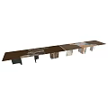 Modern Spliced Dining Table With Wooden Glass Top And Marble Metal Legs Design