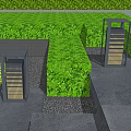 Outdoor Lights Illuminated Garden Pathway With Green Bushes And Landscaped Plants