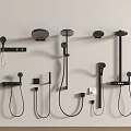 Black Wall Mounted Shower Fixtures With Various Styles And Handheld Hoses