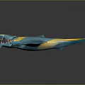 3D Rendered Colorful Blue And Yellow Aquatic Shark With Sharp Teeth And Streamlined Body