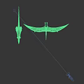 Two Green Reptiles with Long Wings and Slender Legs in Standing Posture