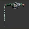 Game Movie Character With White Hair Red Scarf Green Sleeves And Blue Vest Holding Rifle